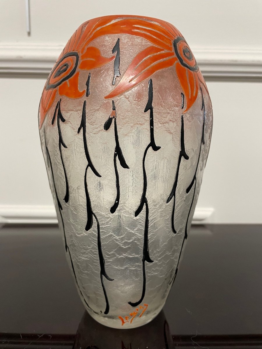 Legras - Vase Art Déco En Verre Givré Circa 1930